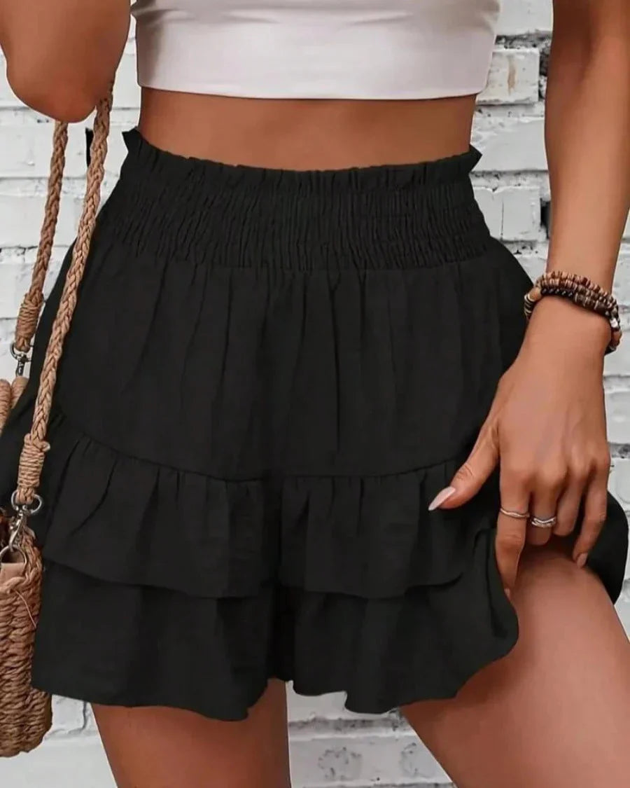 New Summer Casual Loose Ruffles High Waist Skirts Shorts