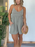 Women's Summer Casual Sleeveless V Neck Beach Rompers