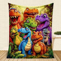 Cute Smiling Dinosaurs HD Digital Print Flannel