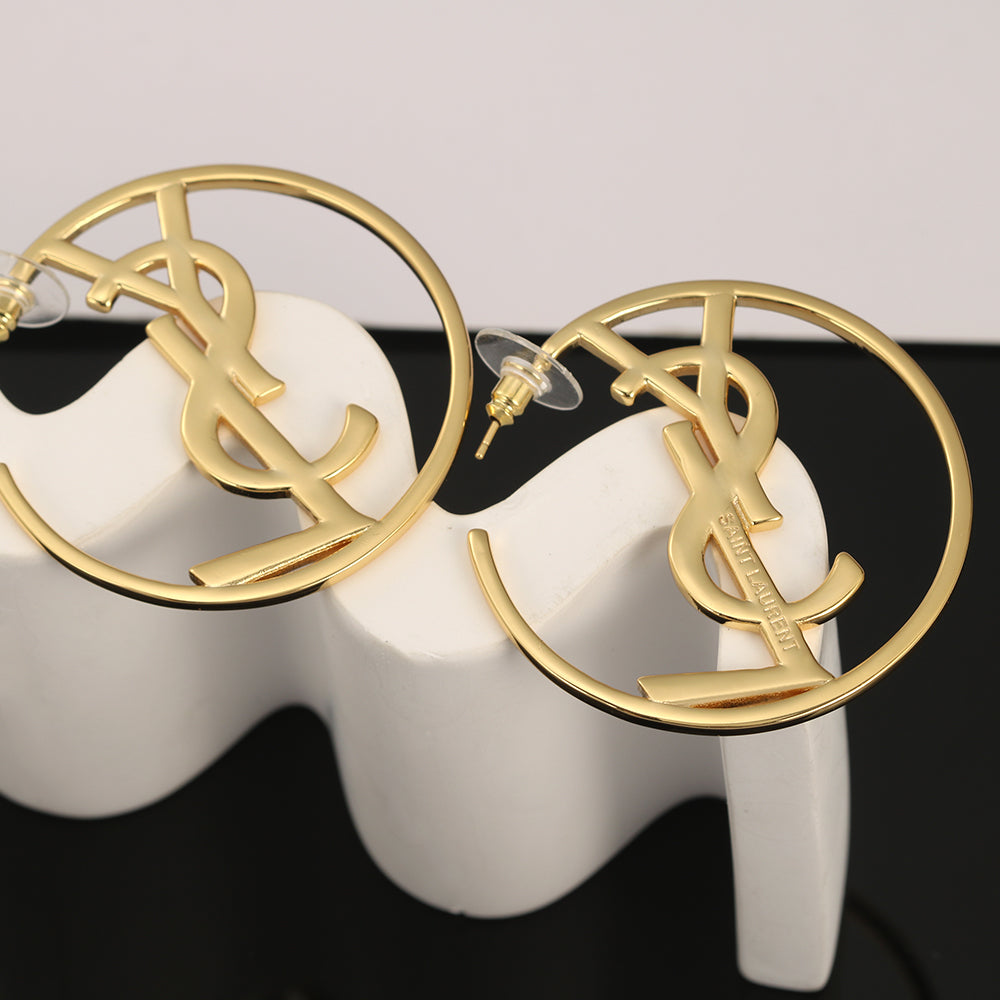 18K YSL Monogram Earrings
